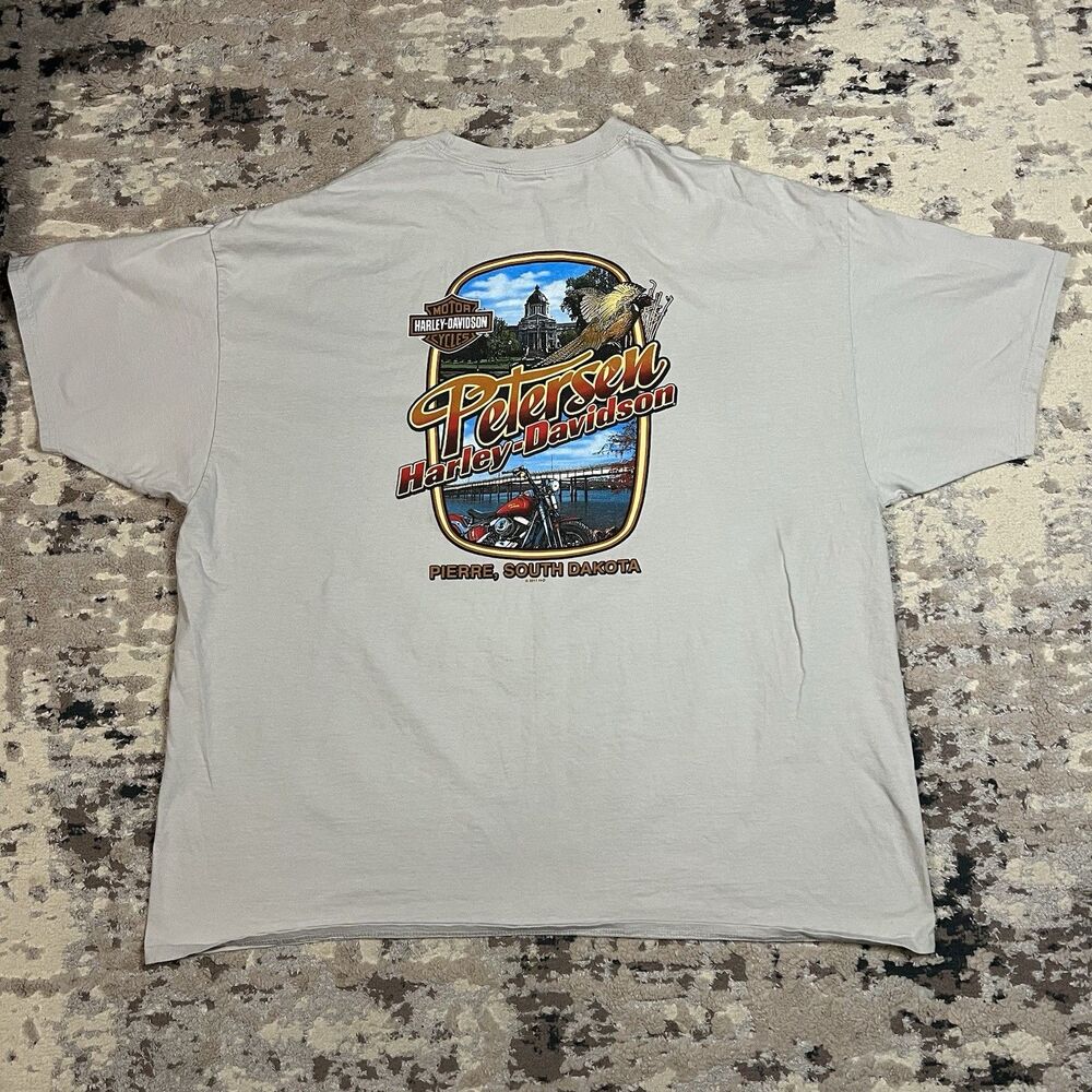 Harley Davidson Pierre South Dakota Men's 3XL T-shirt Gray Pheasant Motorcycle